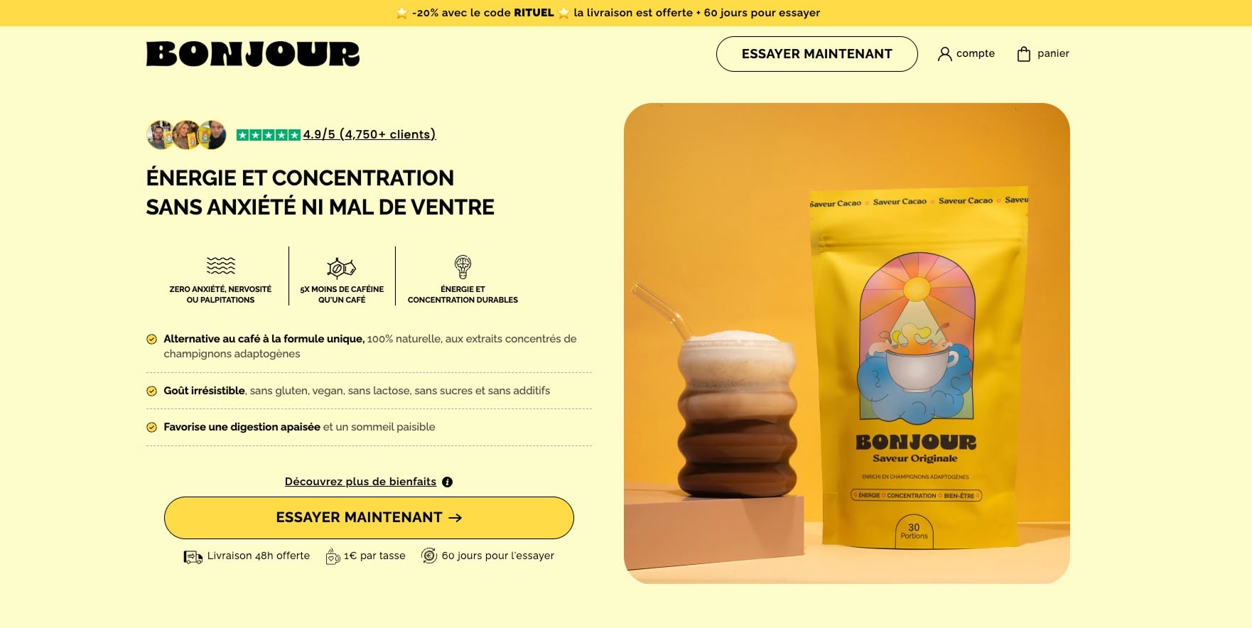 Avis Bonjour Drink : Que valent leurs cafés aux champignons ?